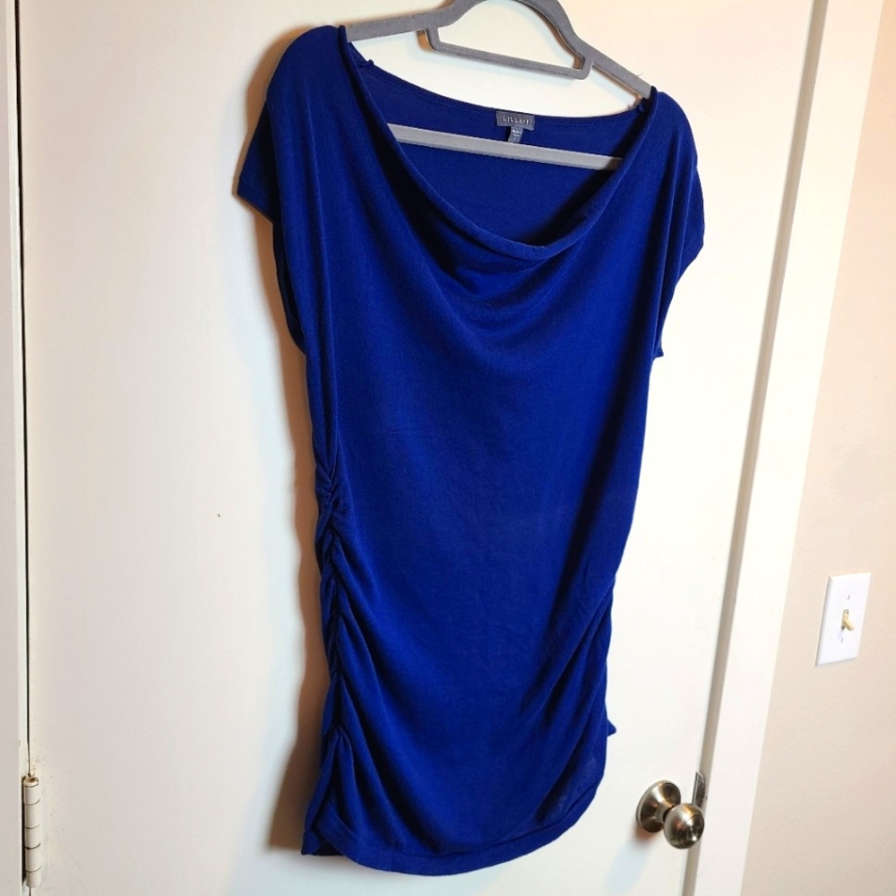 LILLA P: Rouched Cowl Neck Rouched Short‎ Sleeve Knit